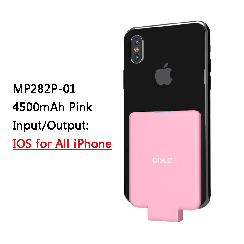 IOS-PINK Внешний внешний аккумулятор зарядное устройство чехол для iPhone 11 7 8 plus XS MAX/mi cro USB/type C чехол для samsung S9/huawei P10/mi 9 - Цвет: IOS-PINK
