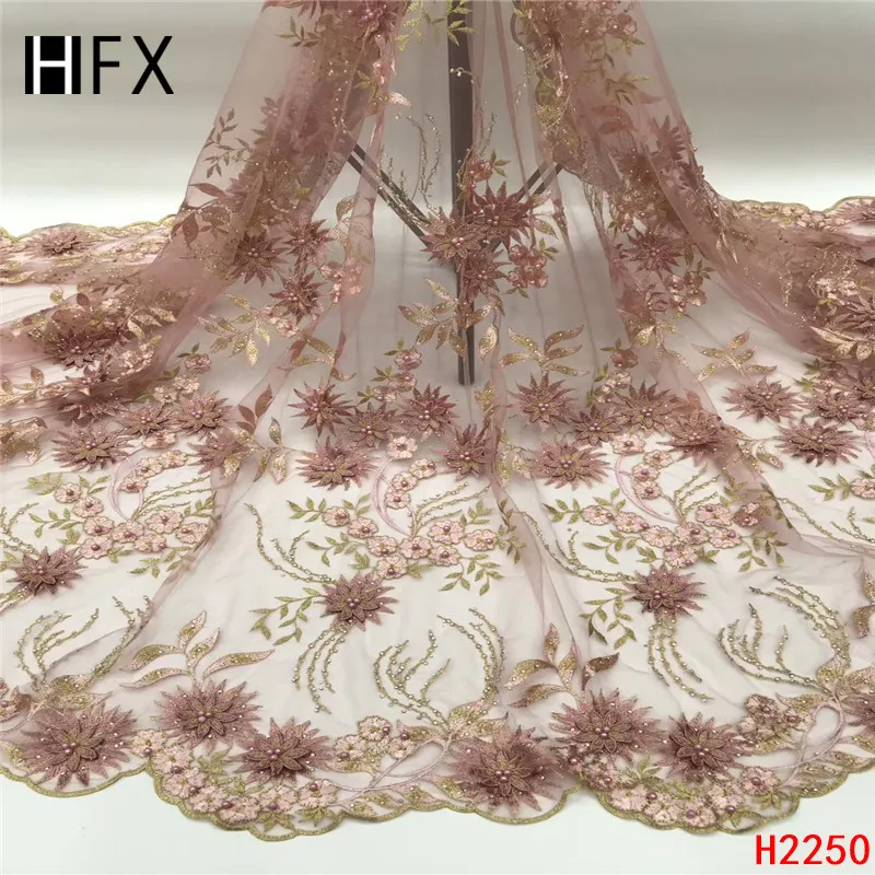 HFX 2019 новый стиль французская сетчатая кружевная ткань 3D цветок в африканском