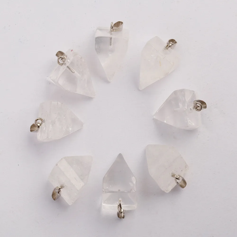 White quartz 25 шт./партия высококачественные модные натуральные кристаллическая Пирамида кварцевые каменные подвесные украшения для женщин подарок - Окраска металла: White quartz