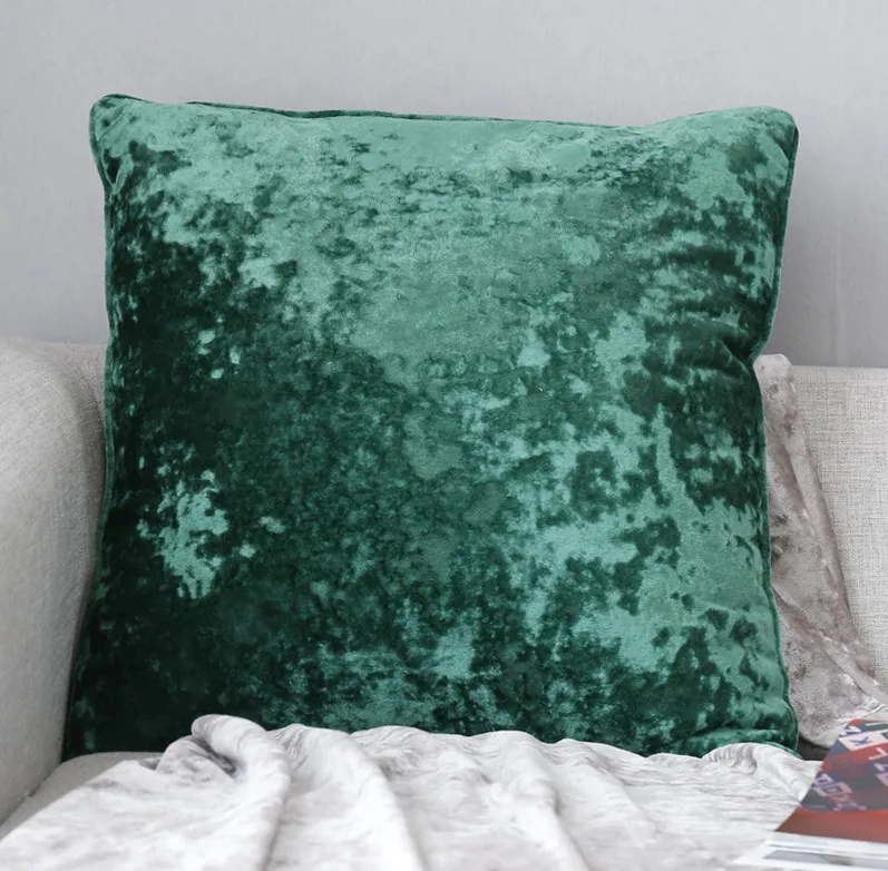 dark green Супер мягкий Бархатный Чехол для подушки, однотонный синий, зеленый, серый, оранжевый, кофейный домашний декоративный чехол для подушки, велюровый чехол для подушки 50X50 см - Цвет: dark green