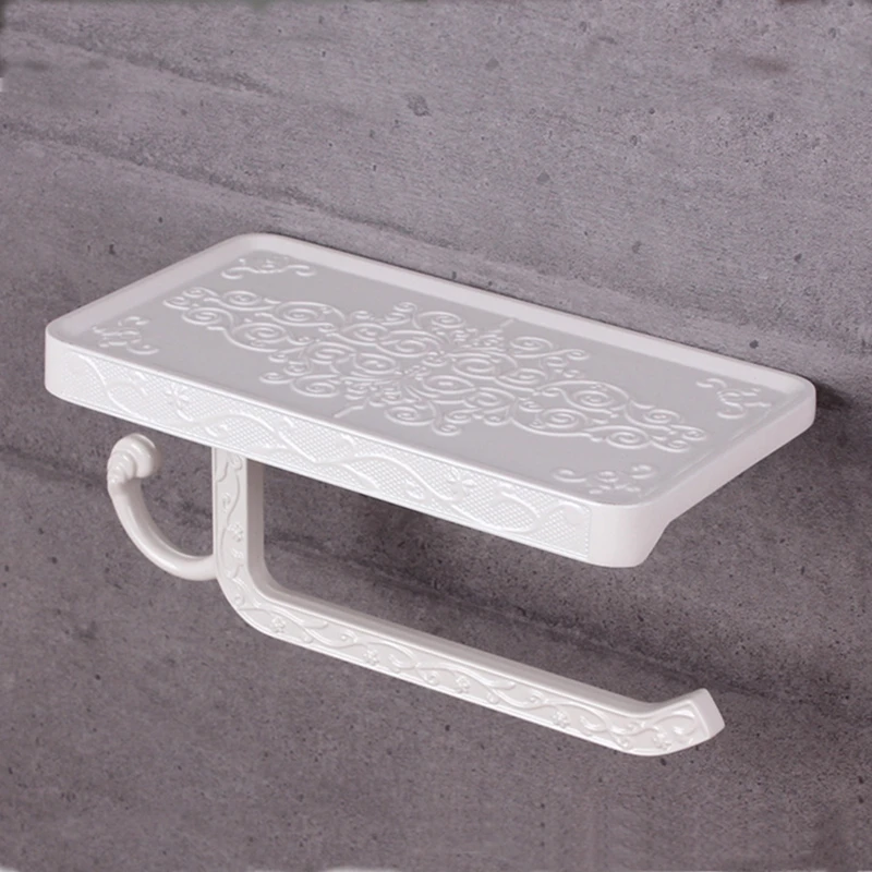 

Bathroom Hardware Accessories Black Paper Towel Holder Space Aluminum Antique Mobile Phone Roll Holder White Toilet Paper Box