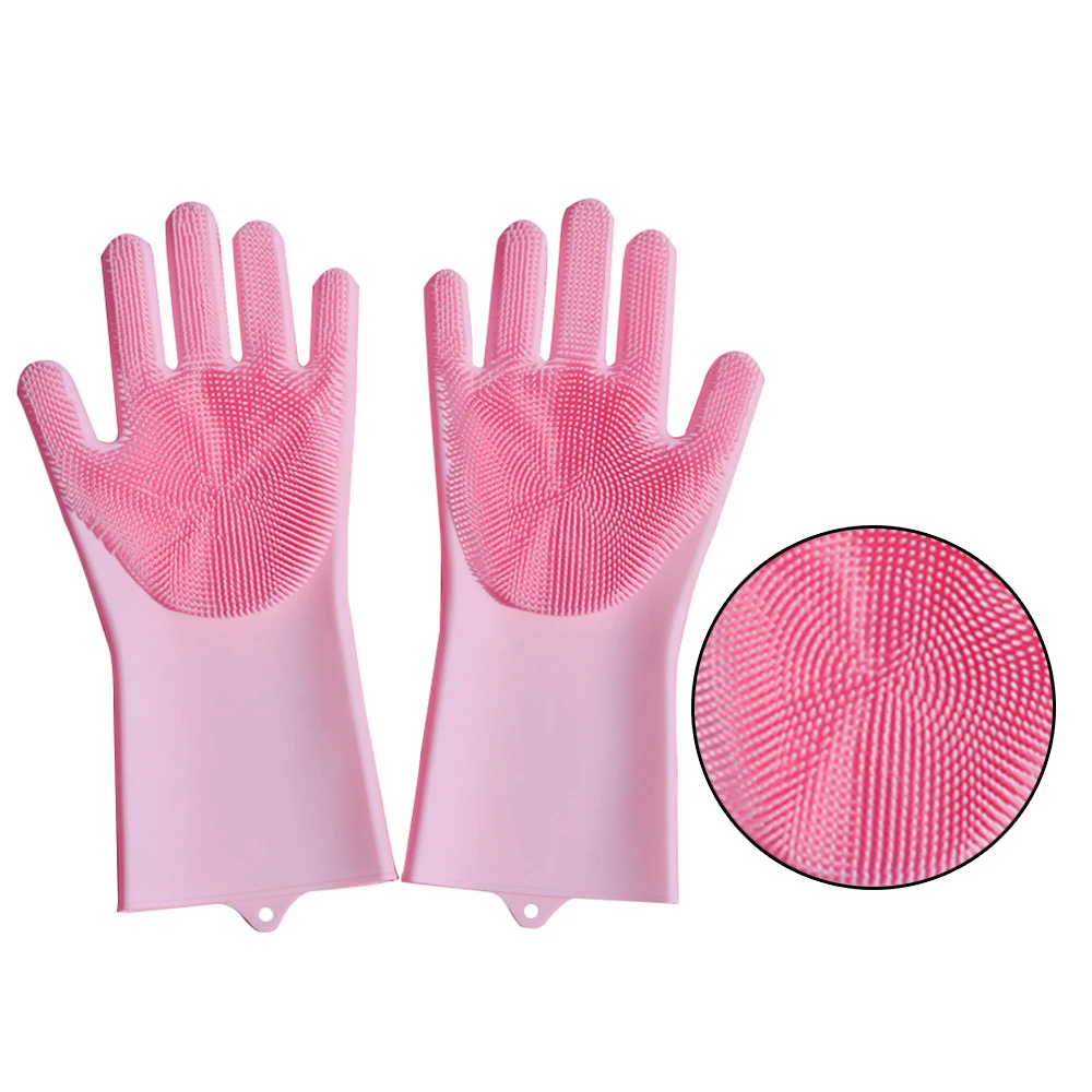 1 пара креативных силиконовых мытья посуды Guantes латексные садовые резиновые