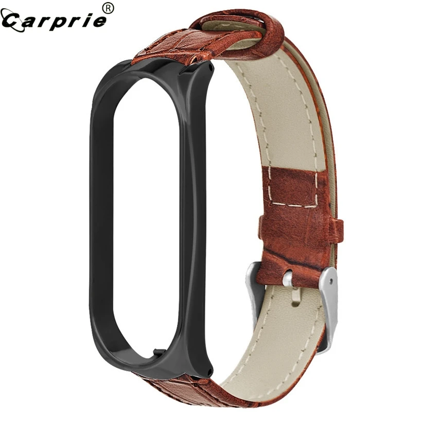 CARPRIE мужской повседневный коричневый кожаный ремешок для Xiao Mi Band 3 сменный