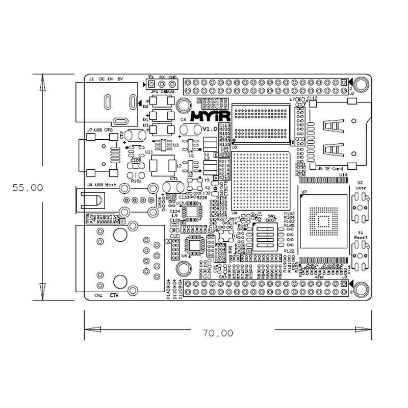 Демонстрационная плата MYS 6ULX IOT одноплатная макетная iMX6UL Demoi. MX6UL основная
