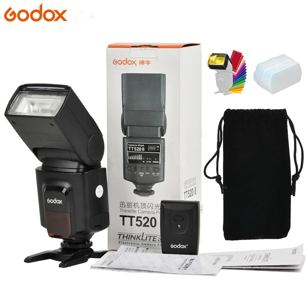 Вспышка Godox TT520 II TT520II со встроенным беспроводным сигналом 433 МГц + набор цветных