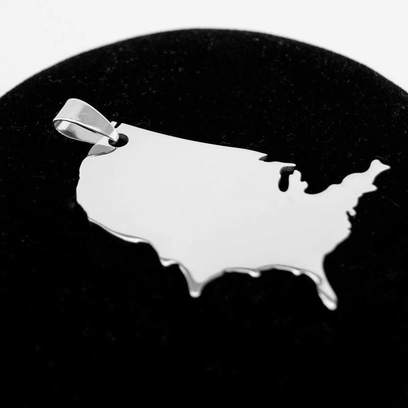 100% Нержавеющая Сталь пустая карта США бирки Подвески Настроить Логотип