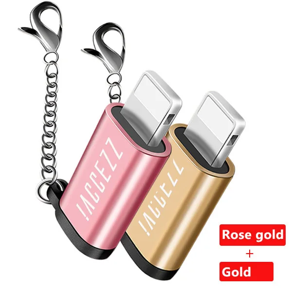 2PC ACCEZZ Micro USB Женский адаптер для освещения для iphone X XS XR 6S 7 5 Plus синхронизация данных Зарядка OTG конвертер с брелоком - Цвет: 2PC