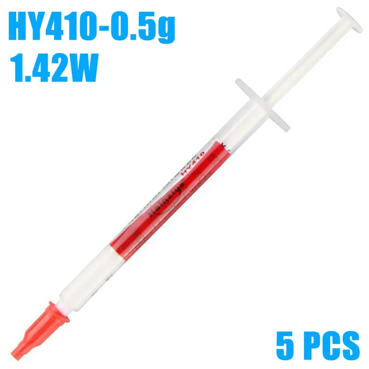 HY410-1.42W x 5 PCS HALNZIYE универсальная термическая смазка Серебряный процессор чип паста радиатора шприц тепловой смазки с пластиковым инструментом для 0,5 г HY810 710 - Цвет лезвия: HY410-1.42W x 5 PCS