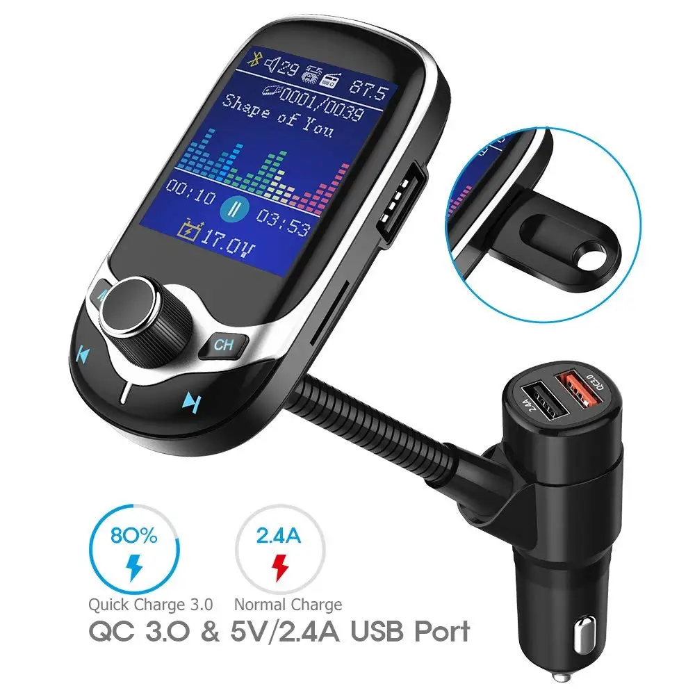 Nulaxy Bluetooth FM Transmitter Car MP3 Player with 1.8&quot LCD Display Wireless Handsfree Kit Support USB Flash TF AUX On/Off |