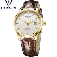 cadisen men watch brand luxury mechanical wristwatches waterproof 50m genuine leather rhinestone male clock relogio masculino
