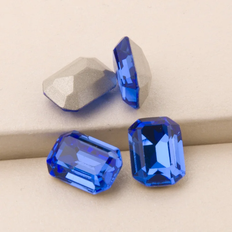 YANRUO #4610 все размеры сапфир Octagon Strass Кристалл швейные камни указал назад свободно