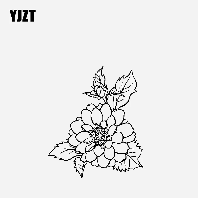 

YJZT 15,8 см * 18,6 см Виниловая наклейка с цветочным рисунком пиона и фотографией черного/серебряного цвета