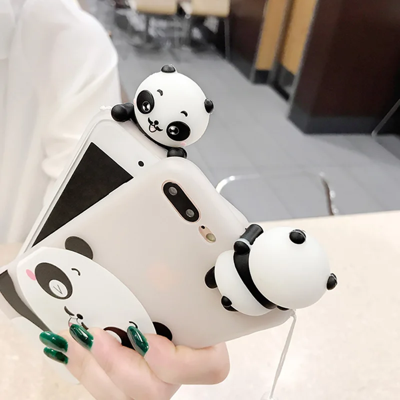 SHANSHUI Case For iPhone 6 6S 7 8 Plus X Silicone Soft TPU 3D Cute Panda Clouds Cartoon Letter Patterned Transparent Cover Coque |