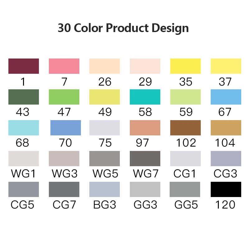 30-Product Design TouchFIVE 30/40/60/80/168 Цвет маркер для рисования набор двойной головой художественный эскиз жирной на спиртовой основе маркеры для анимации Manga - Цвет: 30-Product Design