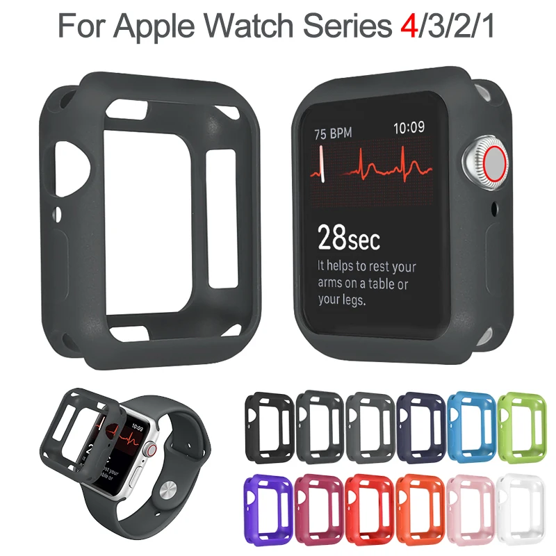 Мягкий силиконовый чехол для Apple Watch iWatch Series 1234 с защитой от падения рамкой полным