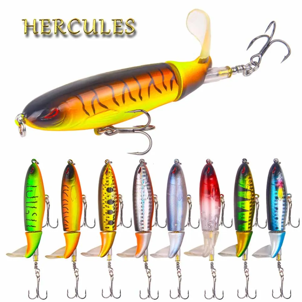 

Hercules Whopper Plopper 1PC Fishing Lure 10cm 13g Topwater Rotating Tail Hooks Bass Fishing Bait Fishing tackle accessories