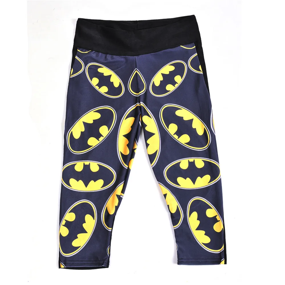 Новинка 2015 сексуальные женские штаны 7 точек леггинсы темно желтые Бэтмен