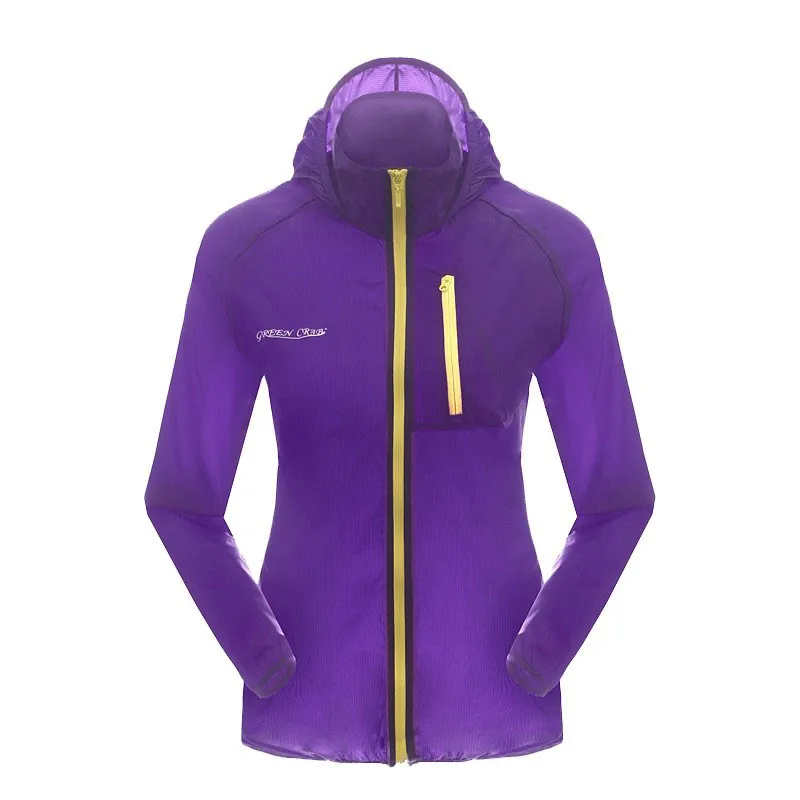 Women Green Raincoat Jacket Cycling Running Camping Hiking Anti-UV Jacket Windproof and Water-resistant Cycling Windbreak