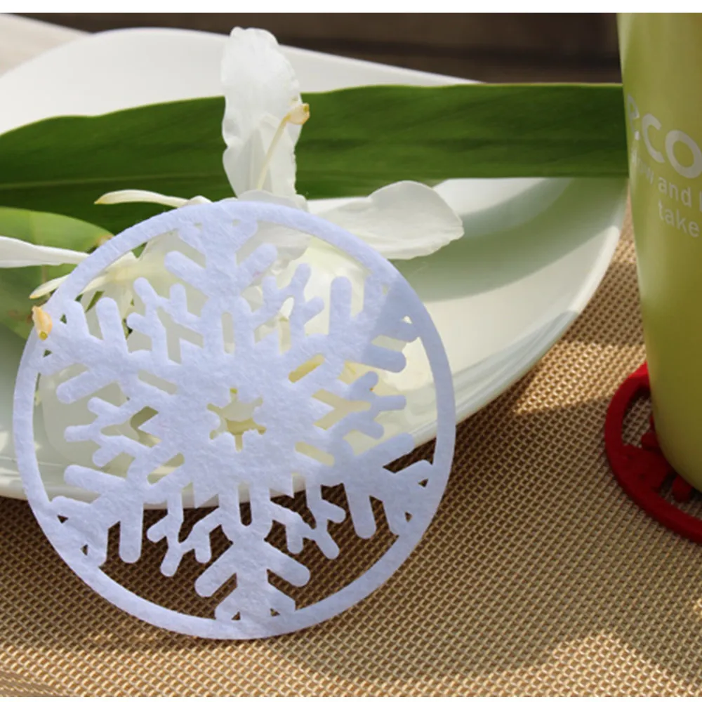 100 шт/партия полые Красные Белые шапочка снежинки коврик Рождество ужин