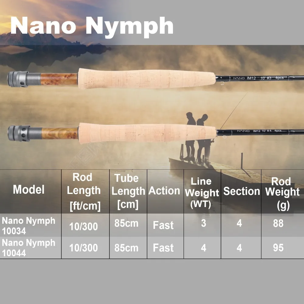 Maximumcatch Nano Nymph Fly Удочка IM12 графит углеродное волокно быстрое действие с Cordura трубка 10FT#3#4
