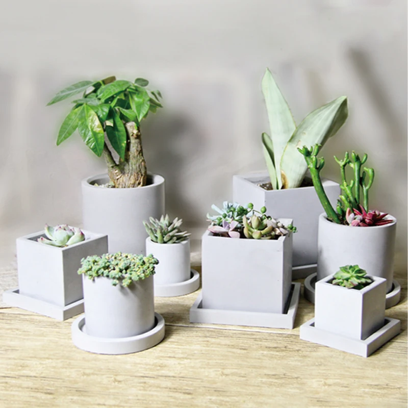

original pinkmore Flower pot Silicone molds Round Square pot mold for succulents multi size silicone concrete vase molds