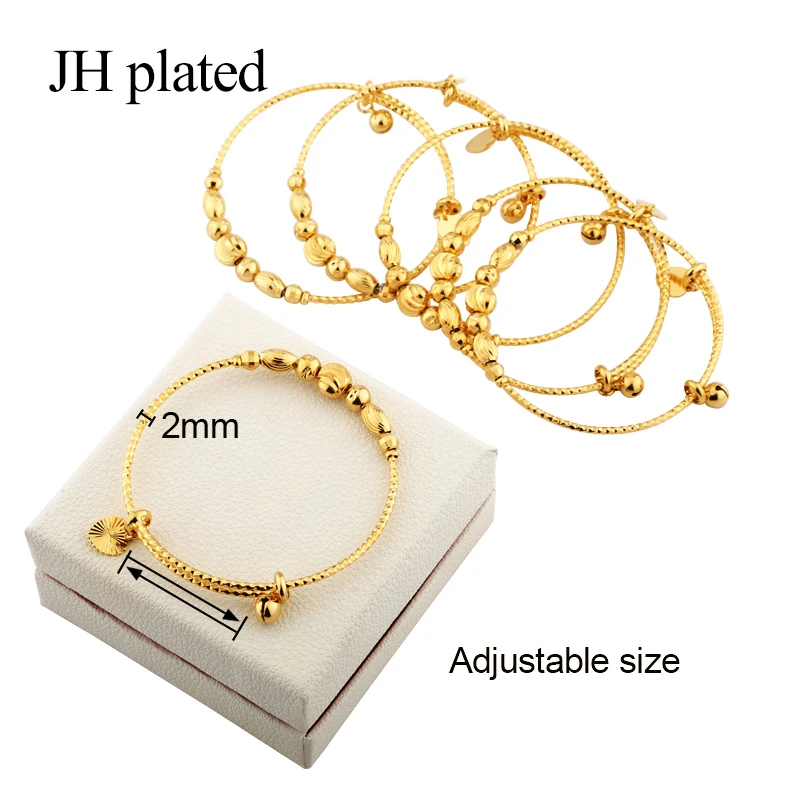 JHplated Африканский Эфиопский Модный золотой цвет колокольчик браслеты ювелирные изделия женские вечерние свадебные подарки растягивающийся свободный размер 2 мм браслет