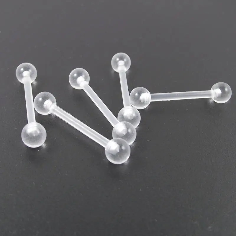 5 шт./лот прозрачная невидимая гибкая штанга для языка кольцо сосков 14G ювелирные