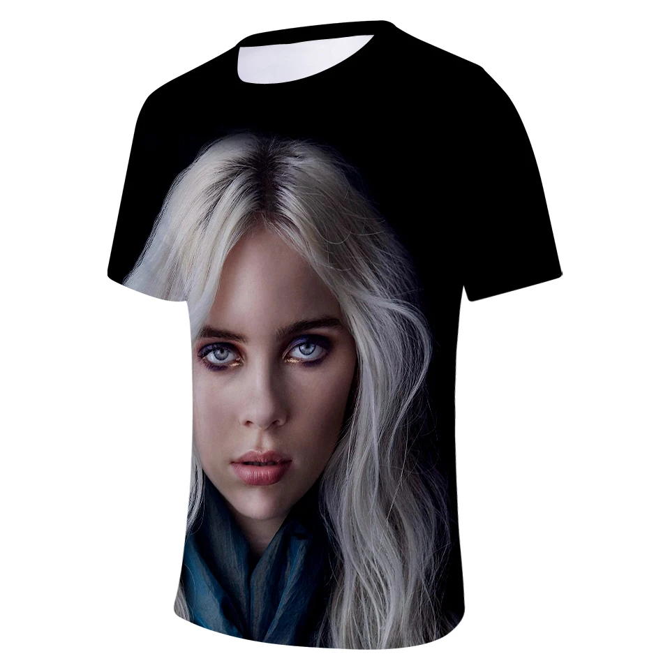 Billie Eilish, новинка, 3D футболка, для мужчин, летняя мода, хип-хоп, Harajuku, повседневная одежда, Billie Eilish, 3D, для девочек, желтая футболка