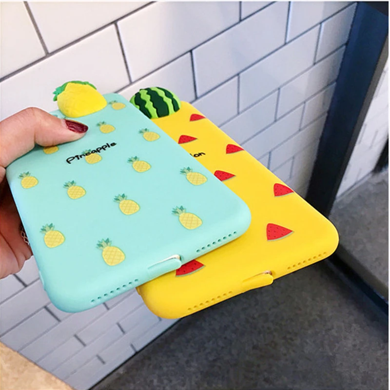 Мягкий чехол KISSCASE Banana для iPhone 6 6S plus 7 S 8 X 3D милый розовый ананас фрукты мягкий TPU
