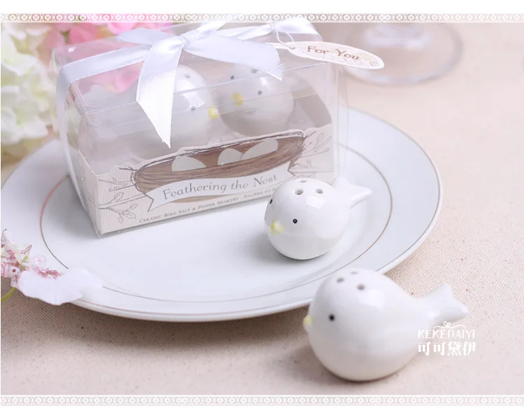 

50 пар = 100 шт. Пернатый гнездо любовь птицы шейкер для соли и перца 50 компл./лот свадебный душ сувениры и подарки