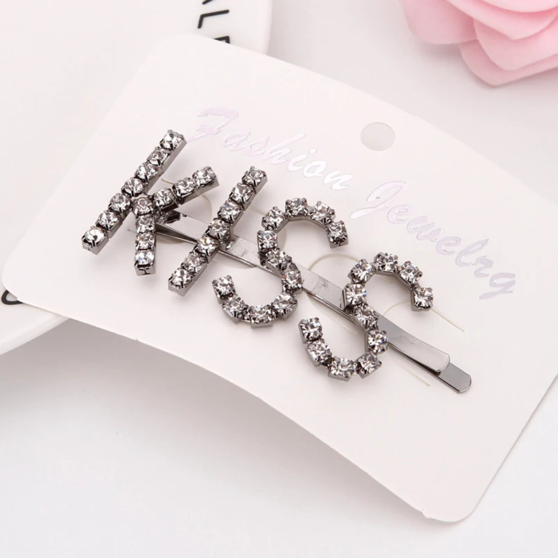 Горячая мода Bling письмо заколка шпильки Стразы сплав головные уборы для женщин девочек заколки невидимки для волос инструменты аксессуары для волос подарок