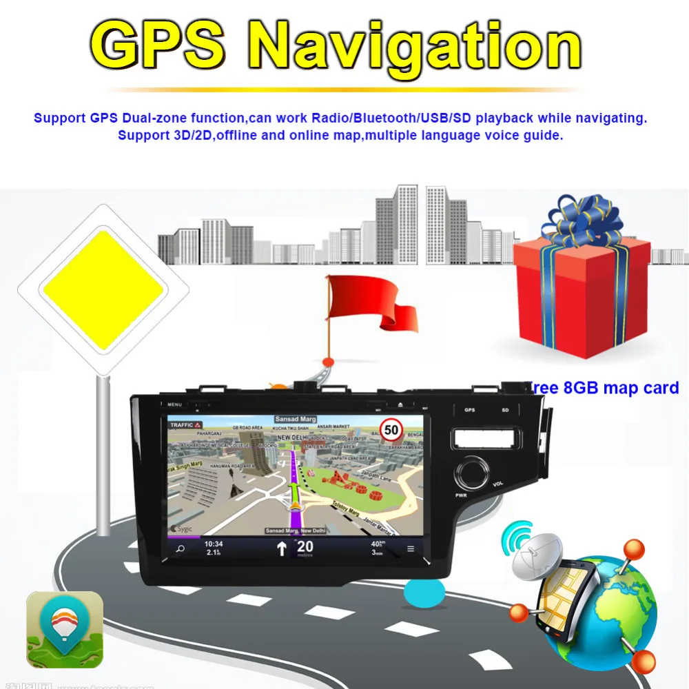 4 ГБ ОЗУ Android 8 0 Восьмиядерный Автомобильный GPS-навигатор для Honda Fit/Jazz