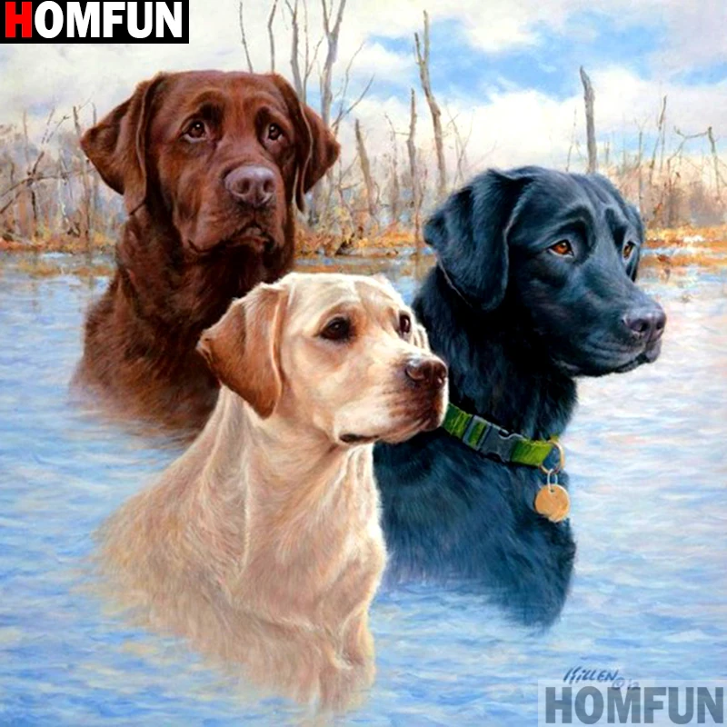 

HOMFUN Full Square/Round Drill 5D DIY Diamond Painting "Animal dog" 3D Embroidery Cross Stitch 5D Decor Gift A13206