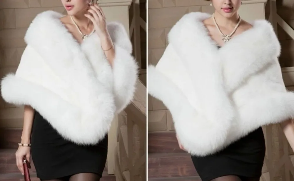 Lady Luxury Faux Fur Cape Multicolor Sexy Party Weeding Cloak Winter Woman Warm Coat | Женская одежда