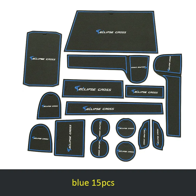blue 15pcs Коврик для двери специальный Противоскользящий коврик для воды декоративный внутренний слот для хранения для Mitsubishi ECLIPSE CROSS - Цвет: blue 15pcs