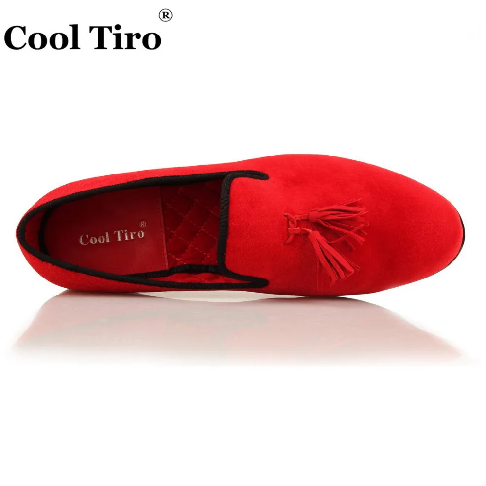 Крутые мужские лоферы с кисточками TIRO красные бархатные шлепанцы роскошные