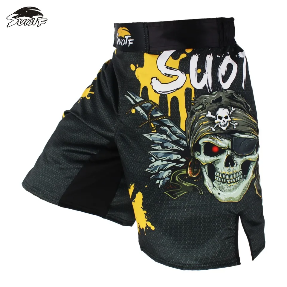 SUOTF дышащие свирепые спортивные шорты с принтом черепа для фитнеса Tiger Muay Thai