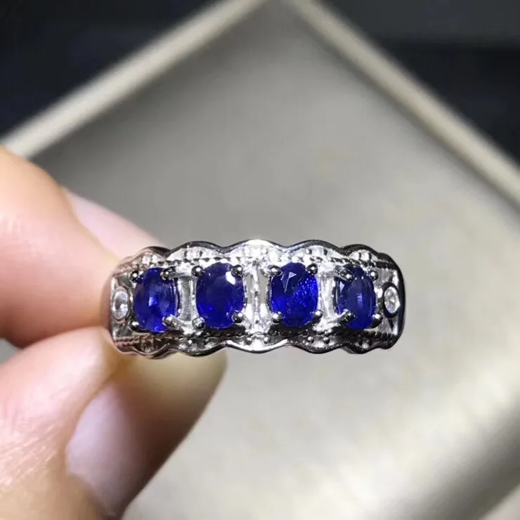 Кольцо с натуральным сапфиром серебро 925 пробы красивый цвет натуральный