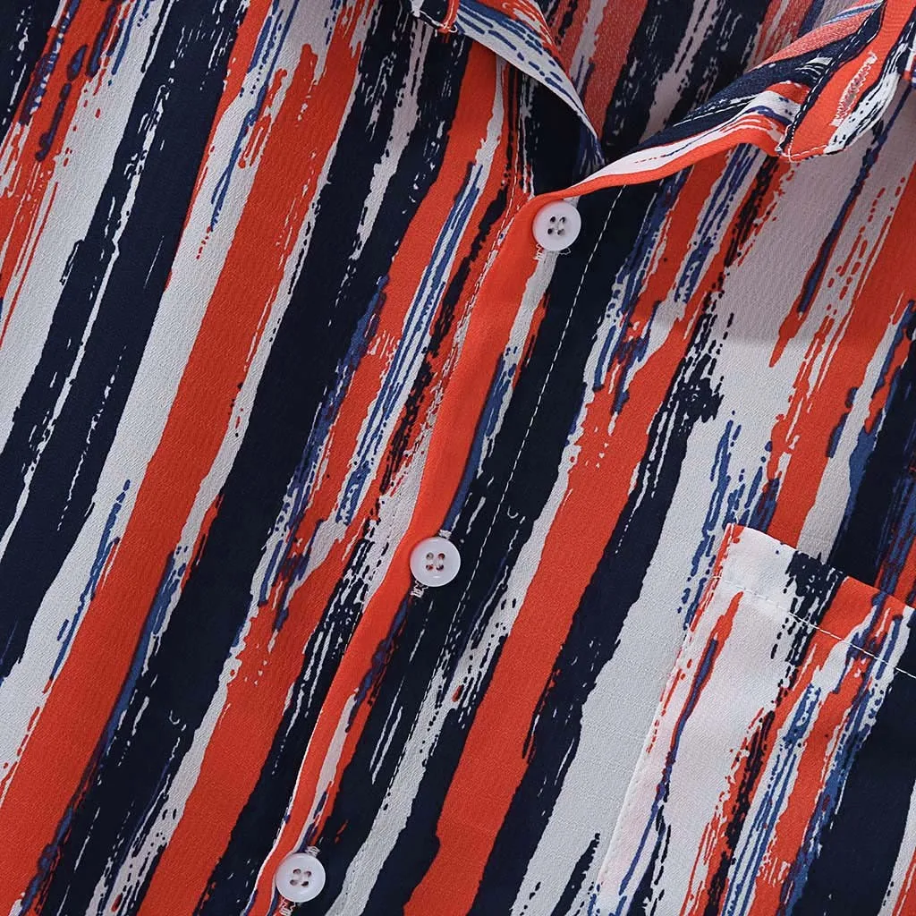 2019 новые стильные мужские полосатые свободные яркие с коротким рукавом