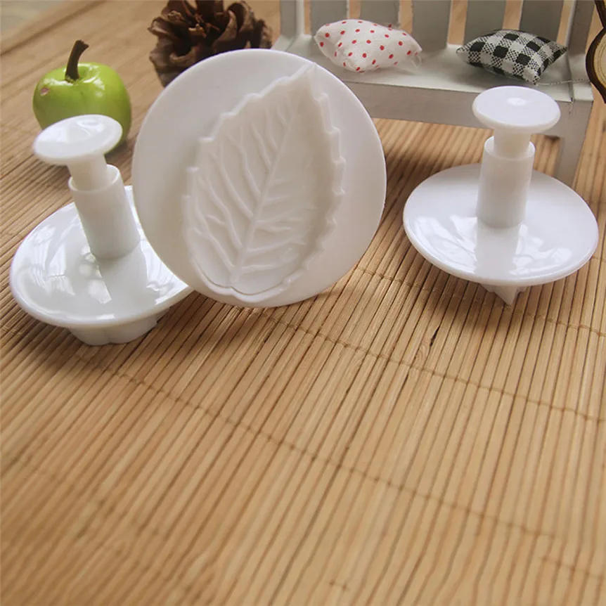 3pcs DIY Tree leaf Press Molding Foil Mold Silicone Cake Decor Fondant 3D Leaves Mould drop shipping | Дом и сад