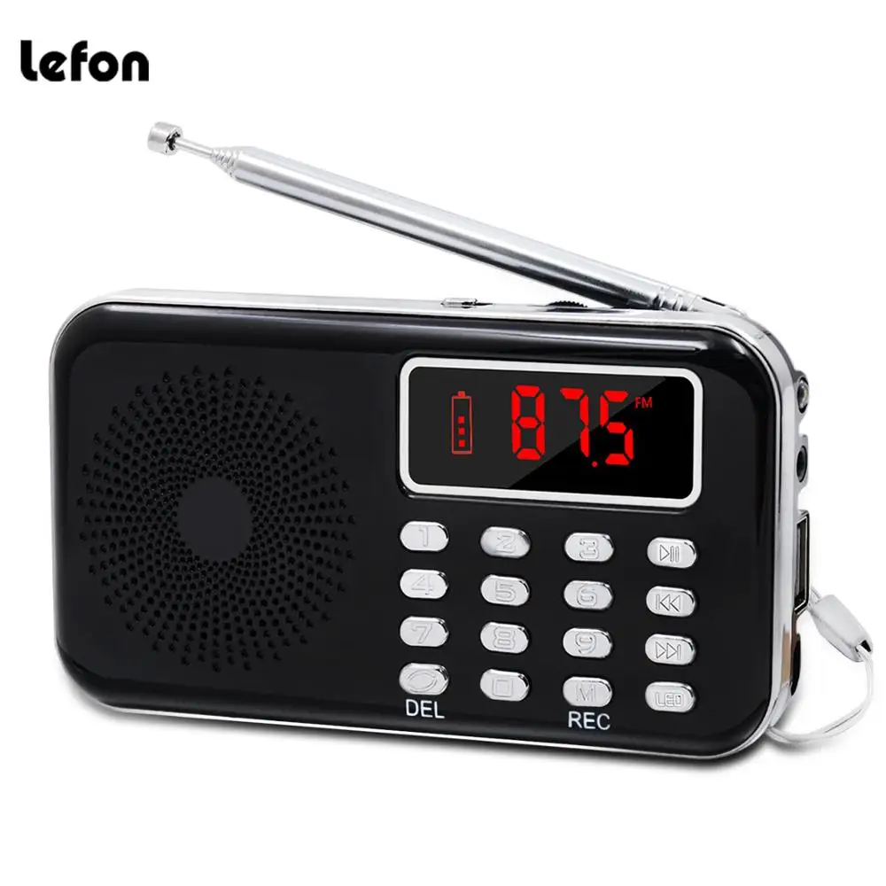 Цифровой мини радиоприемник LEFON поддержка MP3 плеера записи TF карт/USB дисков