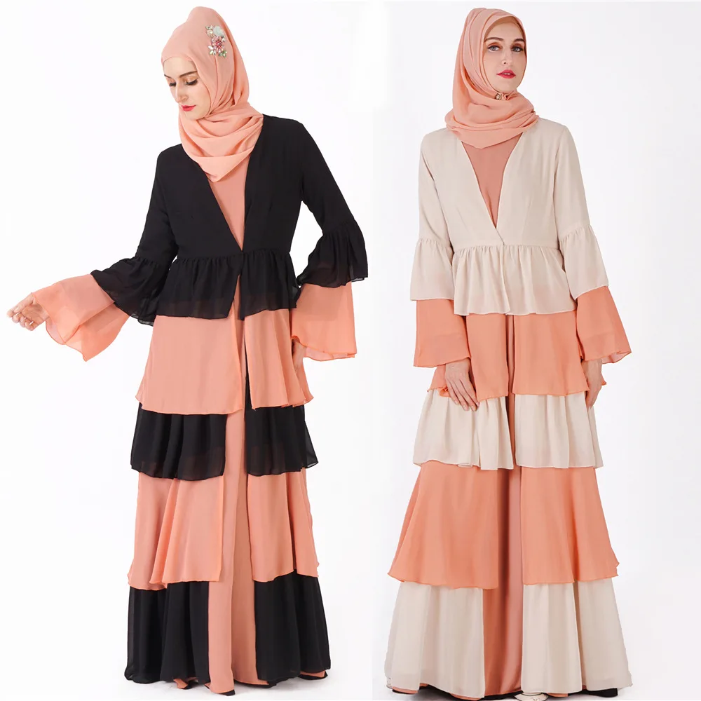 Женское длинное свободное платье кардиган Abaya шифоновое в Дубае мусульманский