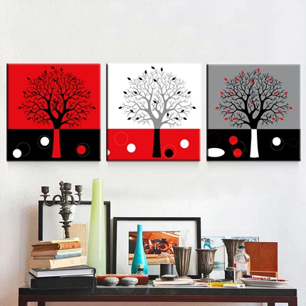 3 Панели Черные белые красные Ёлки фотографии парусина принт Книги по искусству