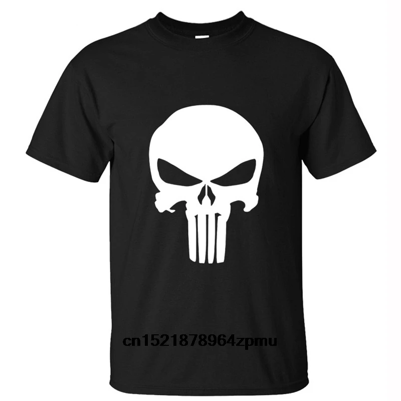 Men T shirt Punisher Skull Logo Cotton Black Shirt funny t-shirt novelty tshirt women | Мужская одежда