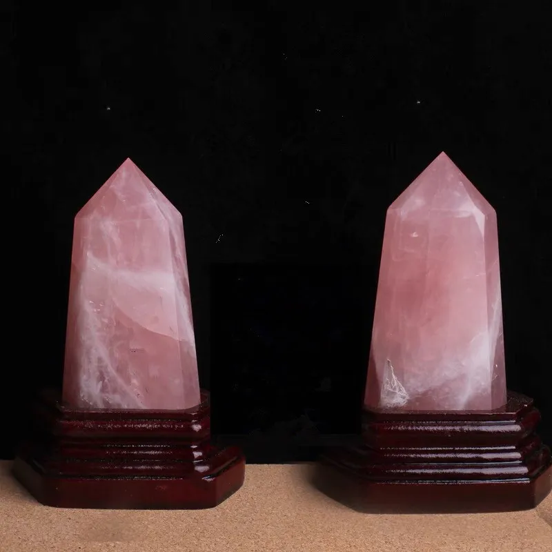 

Natural Rose Quartz Crystal Point Wand Pink Crystal Quartz Tower Rose Crystal Obelisk Flat Bottom Healing Crystal gemstone