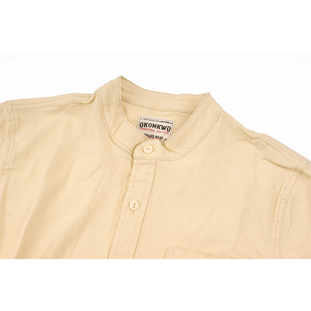 Клетчатая белая уличная рубашка без воротника для мужчин Camisa Social Masculina мужские