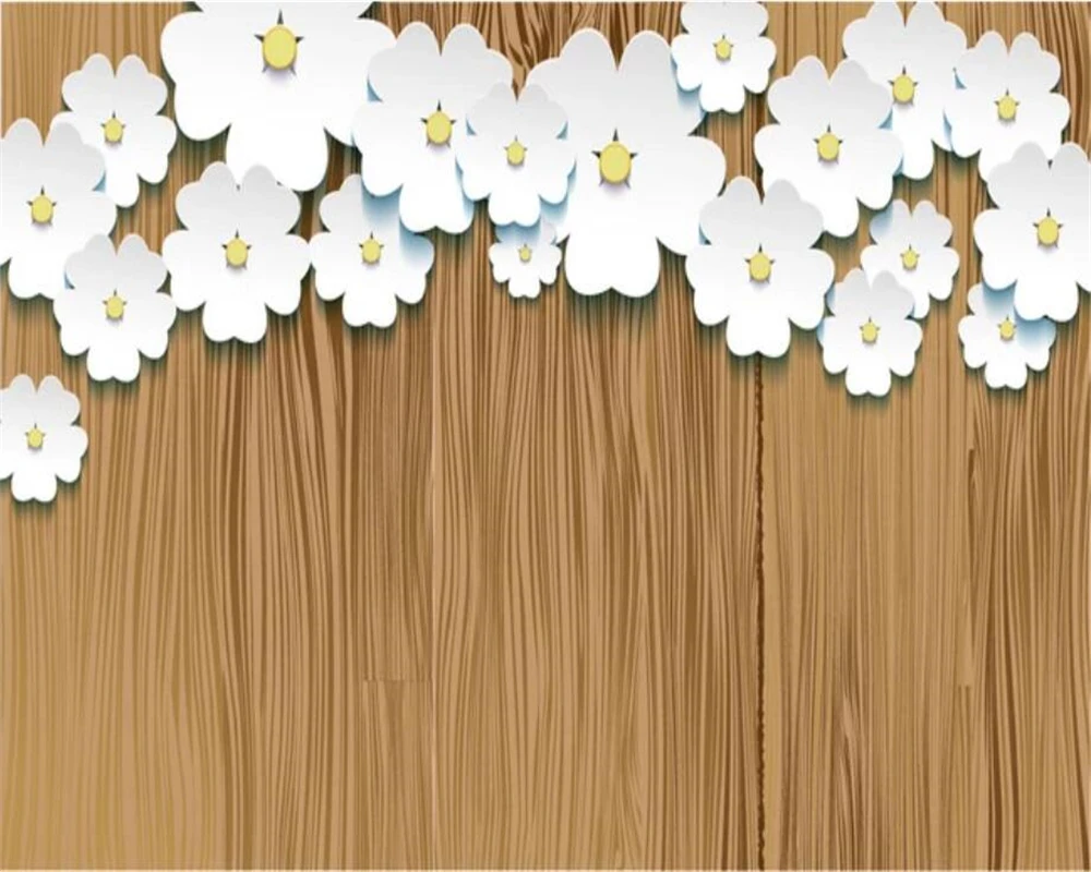 wellyu papel de parede Custom wallpaper 3d wood texture origami art white flowers background wall papers home decor 3D | Обустройство