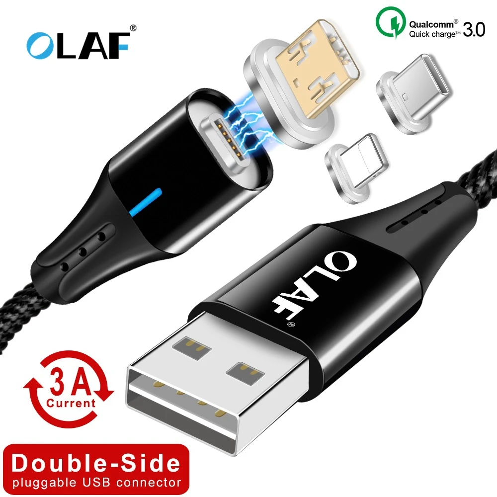 OLAF 3A Magnetic Cable Micro Usb Type C QC 3.0 Fast Charging Phone Microusb Type-C Magnet Charger usb c For iphone Huawei Xiaomi | Мобильные