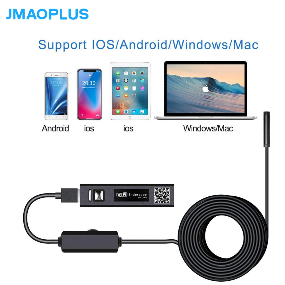 8 мм эндоскоп 10 м 1200p Wifi камера HD канализационная Инспекционная бороскоп IOS для