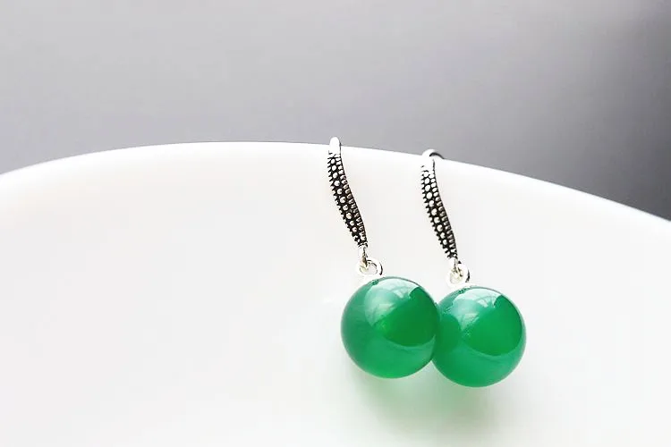 925 чистый серебристый зеленый агат милая маленькая тыква инкрустированные